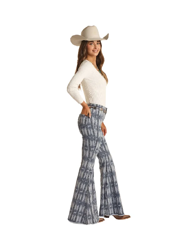 Women's Rock & Roll Cowgirl Bargain Bell Bottom Jean #RRWD7PRZRF Comfortable Folded Hem Jeans