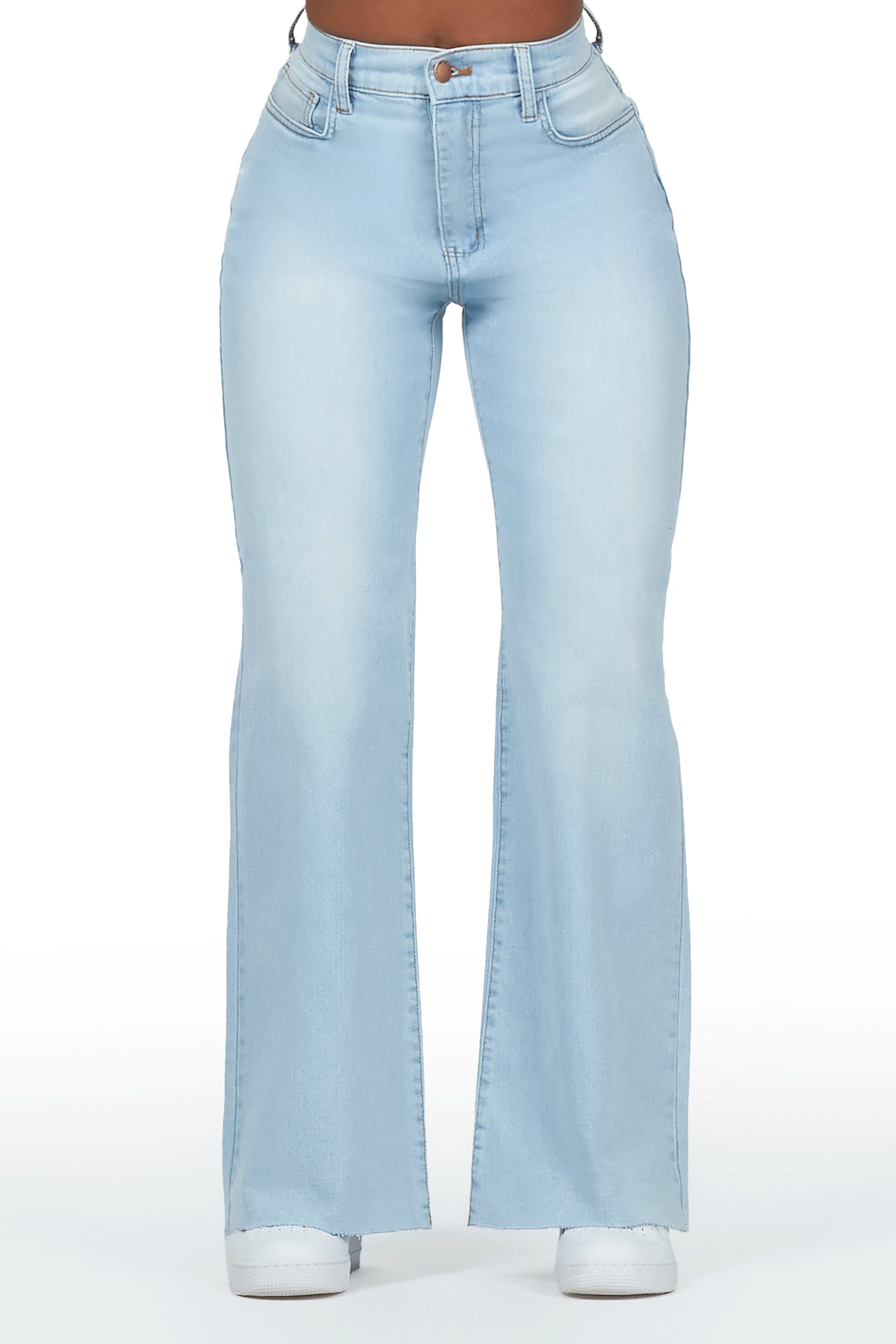 Iyuana Light Wash Wide Leg Jean Fashionable Jeggings Style Jeans