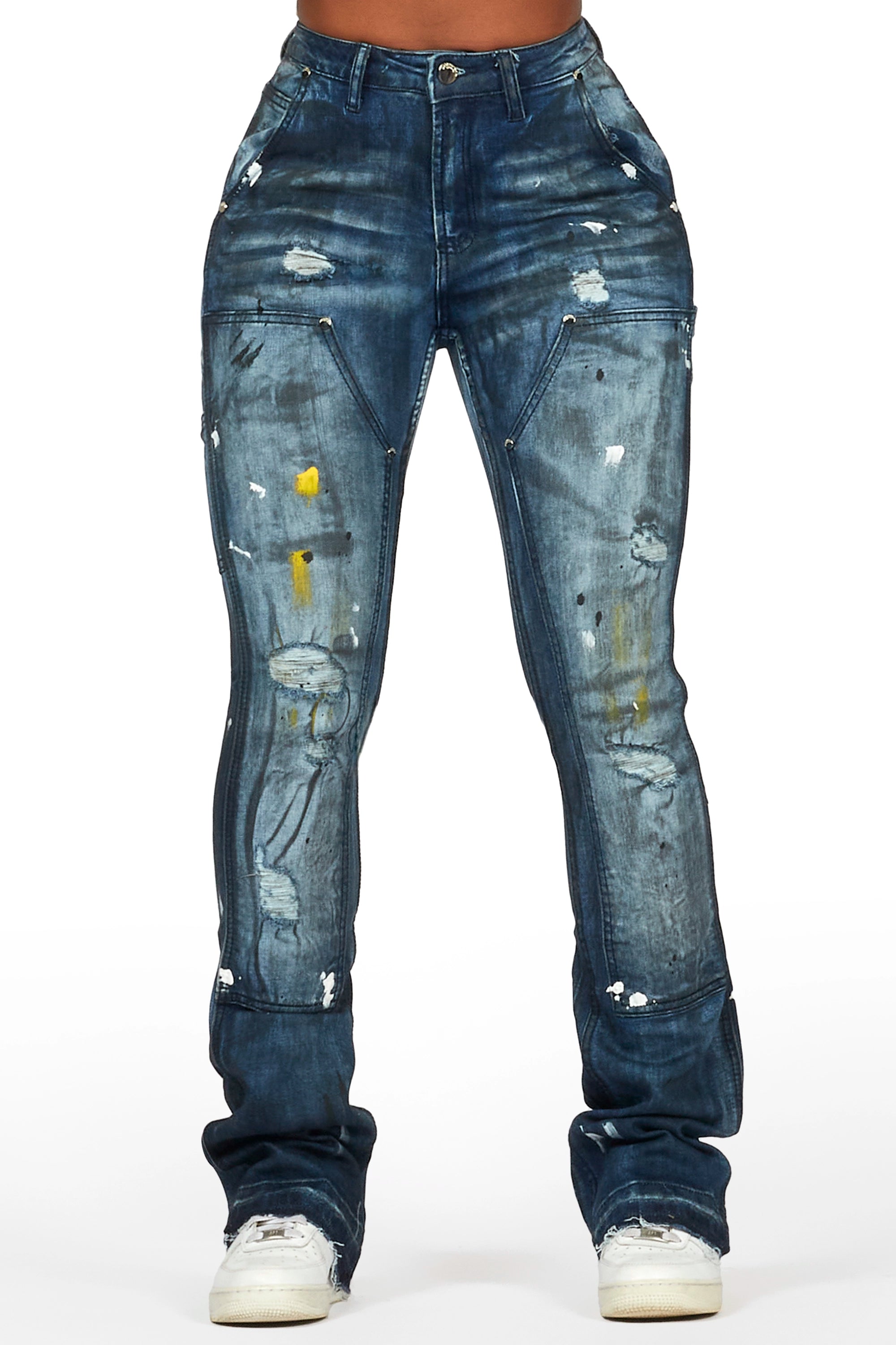 Miesha Light Wash Stacked Flare Jean Comfortable Straight-Legged Denim