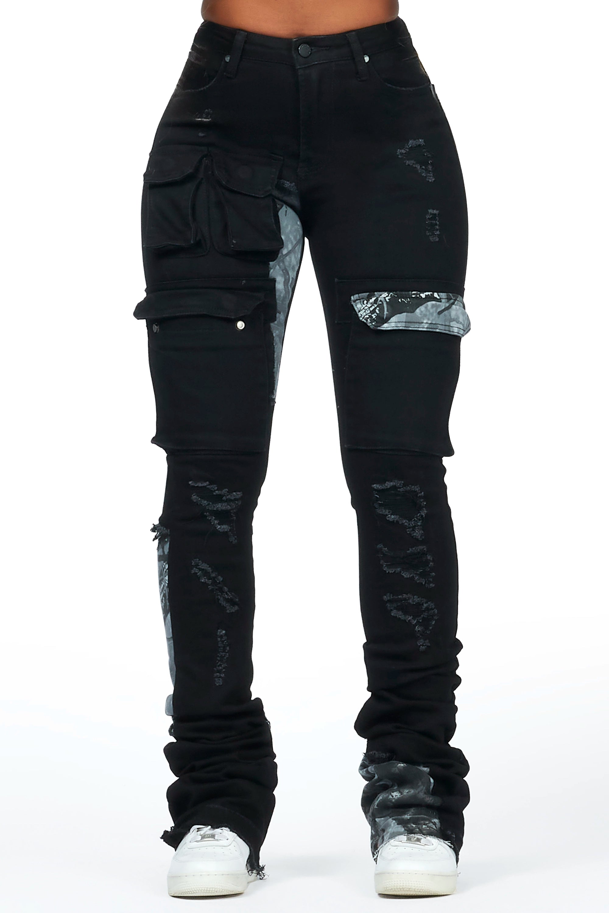 Teresa Black Super Stacked Jean Stylish Slim Fit Denim