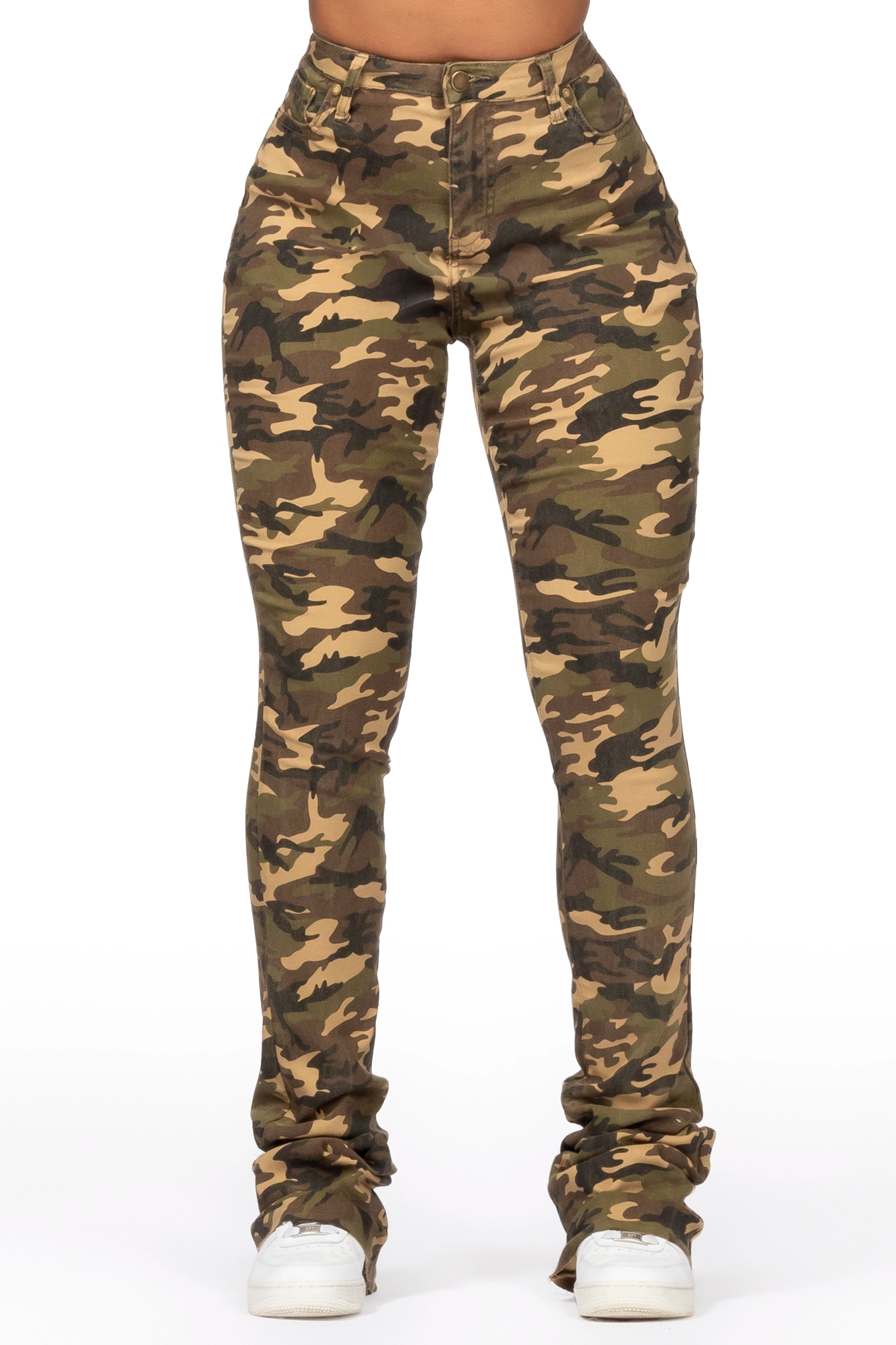 Salute Camo Super Stacked Jean Cozy Wide-Legged Jeans