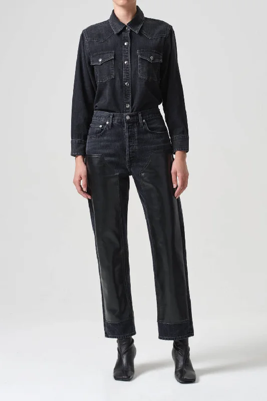 Agolde Ryder Jean in Ink Detox Fashionable Straight Fit Denim