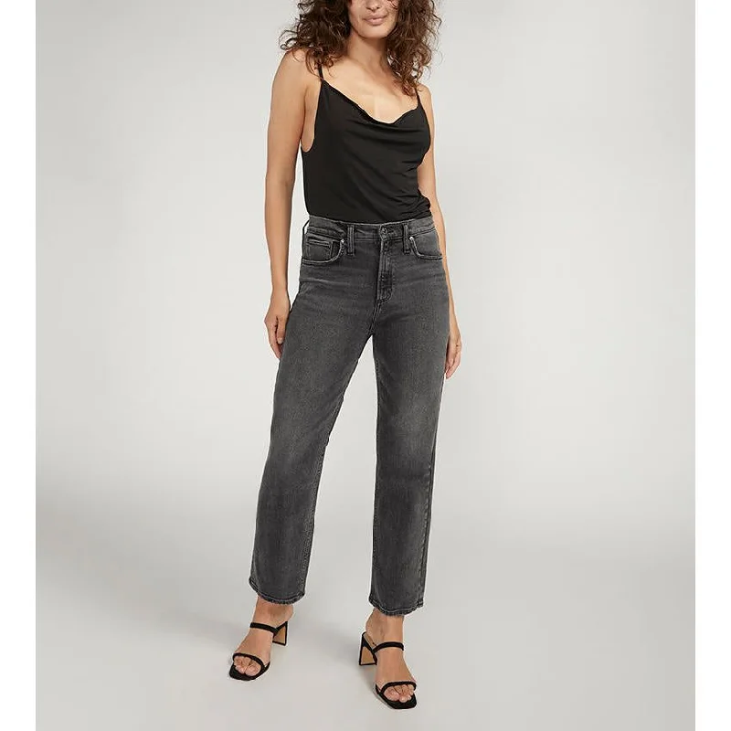 Silver Highly Desirable Straight Jean Black Comfortable Full-Length Denim Jeans