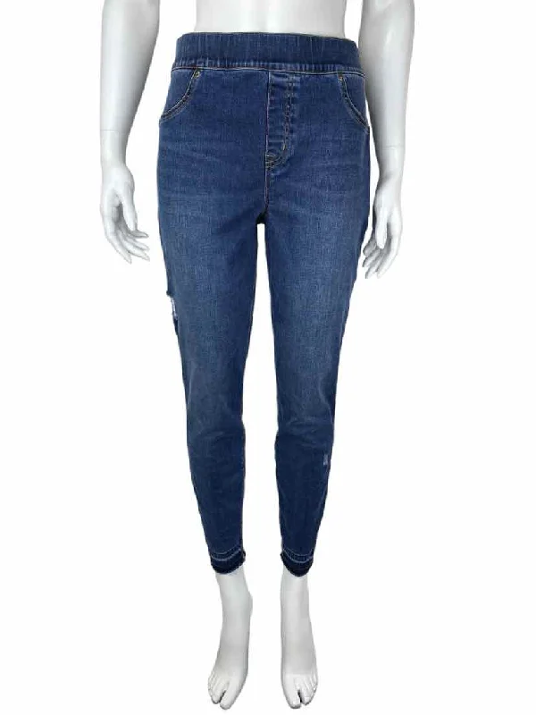 Spanx Women's Distressed Skinny Ankle Jean Medium Indigo Size XL Chic Vintage-Inspired Denim Jeans