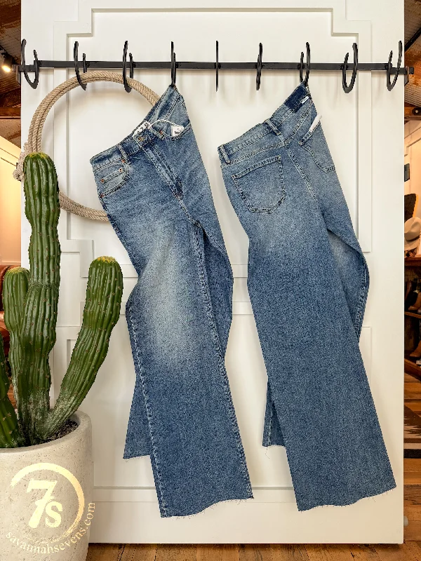 The Aiden High Rise Wide Leg Jean Trendy Patchwork Denim Jeans