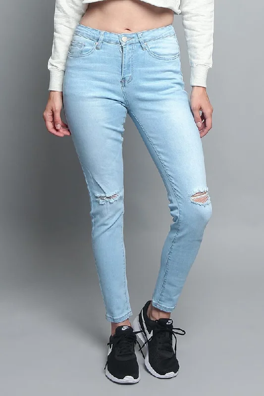 Women's Back Stripe Skinny Jean Comfortable Straight-Legged Denim