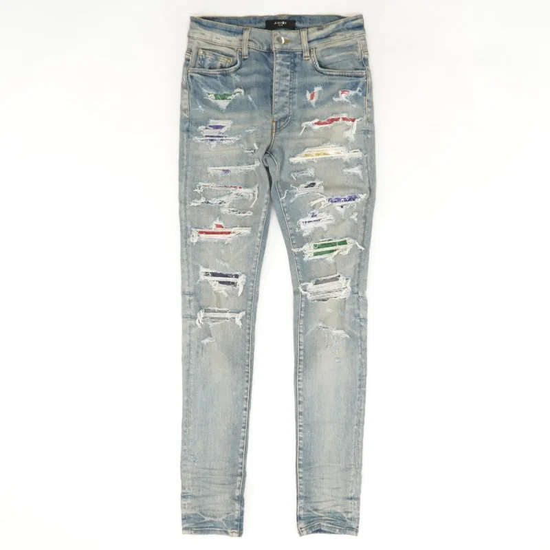 764 Rainbow Patch Skinny Jeans in Indigo Chic Vintage-Inspired Denim Jeans