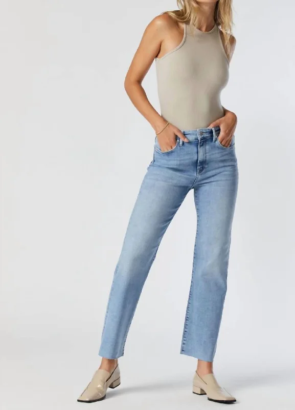 Barcelona High Rise Wide Leg Jean In Light Organic Blue Fashionable Straight Cut Jeans