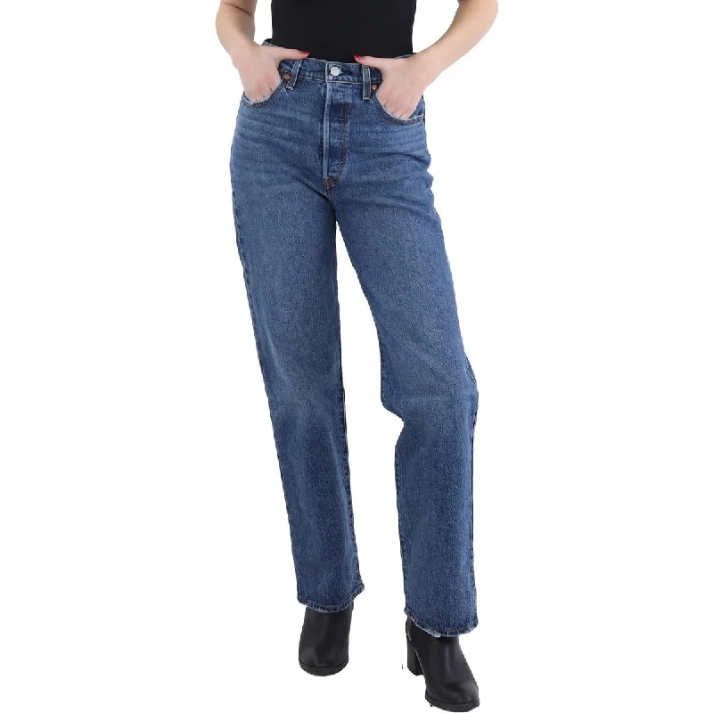 Womens High Rise Stretch Straight Leg Jeans Trendy Vintage Denim Jeans