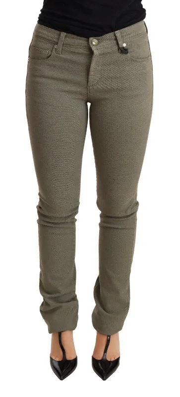 Chic Green Low Waist Skinny Jeans Cozy Tencel Blend Denim Jeans