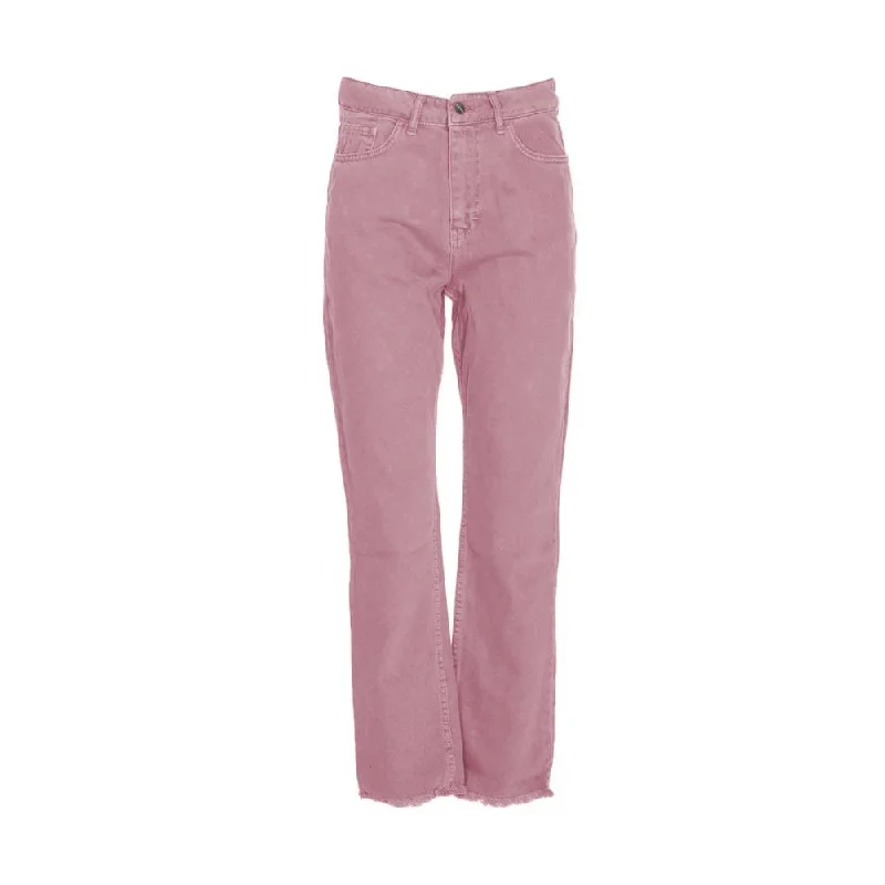 Hinnominate Chic Pink Raw Cut Bottom Jeans Casual Wide-Legged Denim Jeans