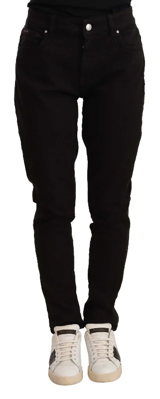 Elegant Slim-fit Black Skinny Jeans Stylish High-Waisted Denim