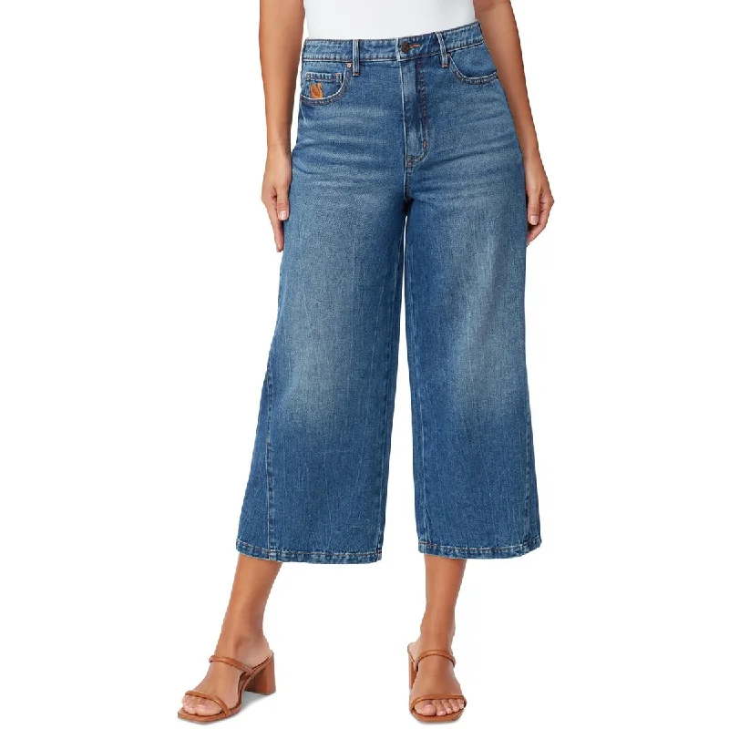 Gloria Vanderbilt Womens Rori Crop High Rise Wide Leg Jeans Trendy Vintage Denim Jeans