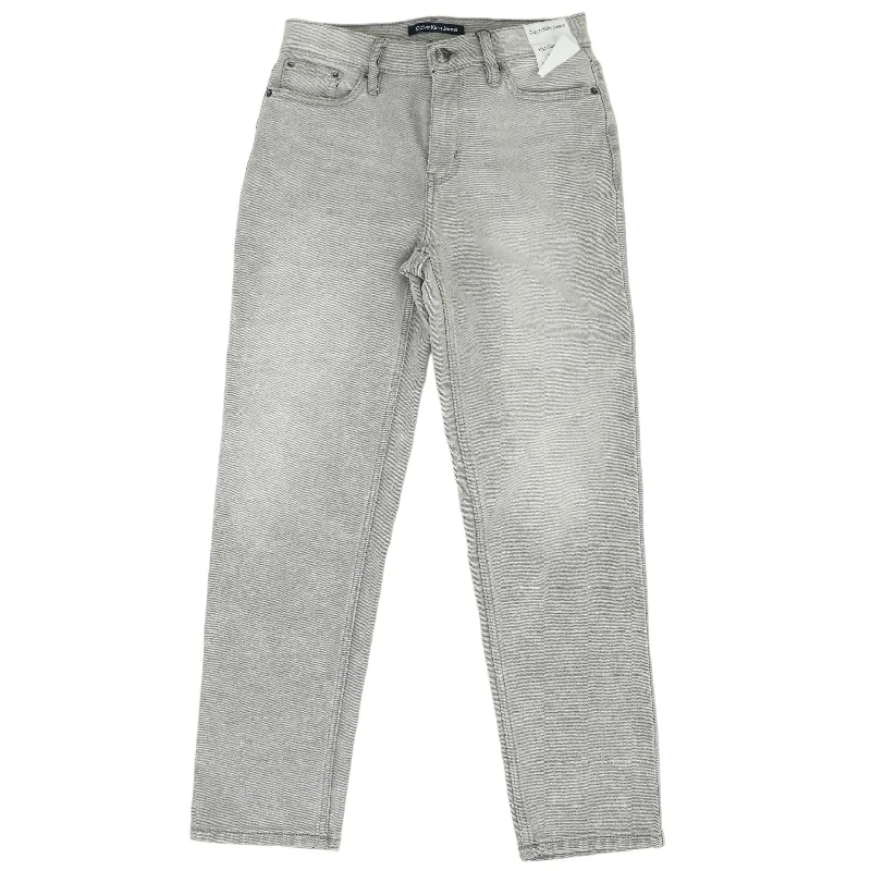 Gray Solid High Rise Straight Leg Jeans Stylish Stone-Wash Denim Jeans