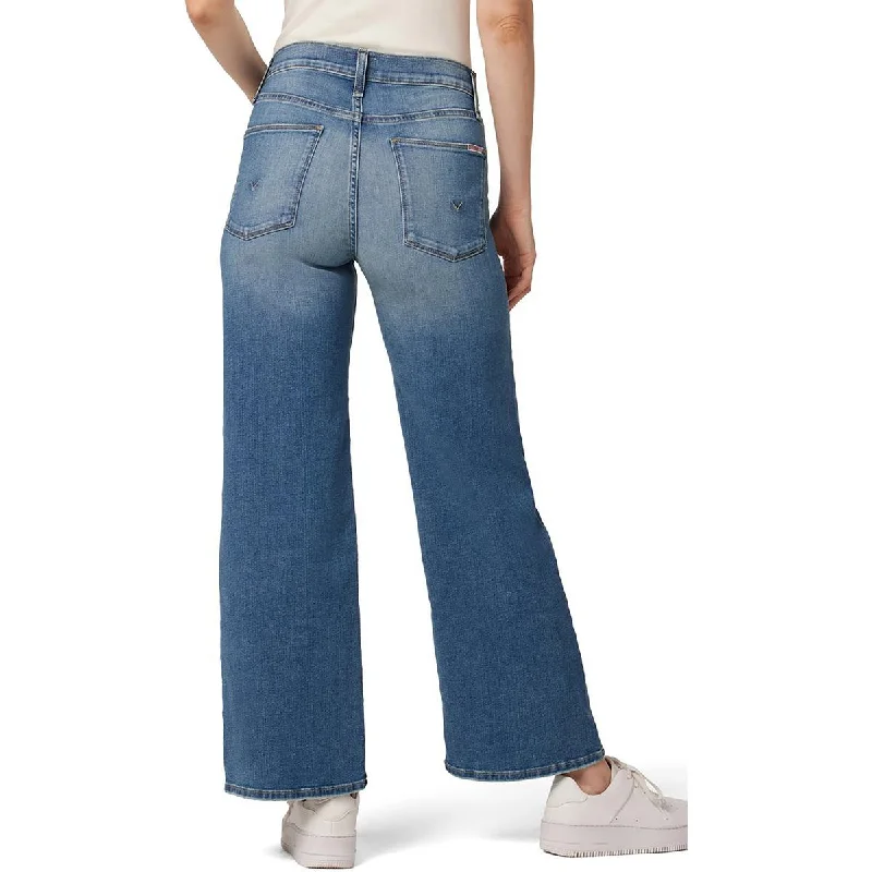 Hudson Womens Rosalie High Rise Medium Wash Wide Leg Jeans Stylish High-Waist Skinny Denim