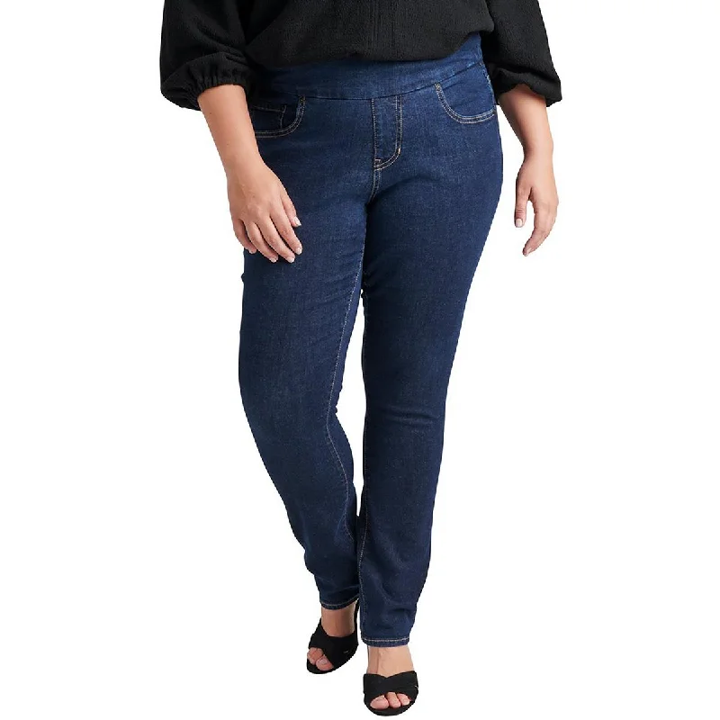 Jag Jeans Womens Plus Nora Mid-Rise Dark Wash Skinny Jeans Elegant High-Waisted Flared Jeans