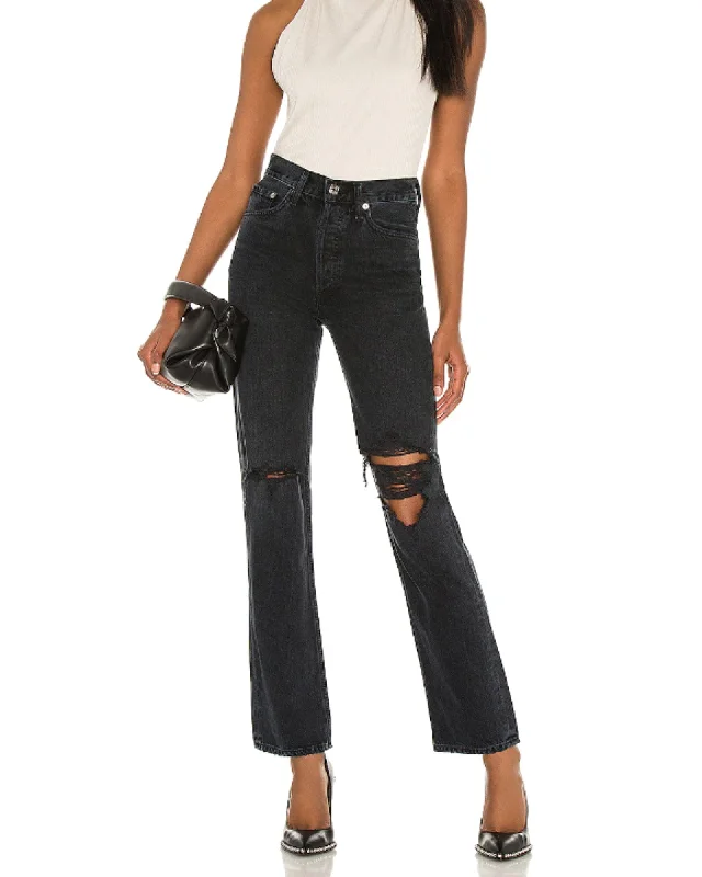 "Lana" Straight Jeans Fashionable Raw Hemmed Jeans