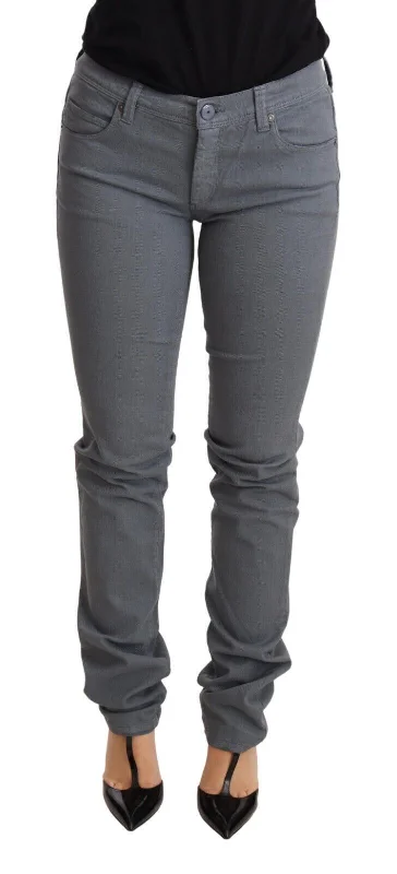 Sleek Gray Low Waist Skinny Jeans Casual High-Waisted Bootcut Jeans