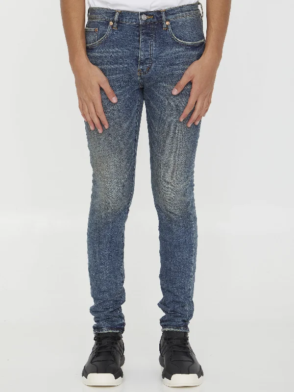 Slim Jeans In Blue Denim Trendy Acid Wash Skinny Jeans