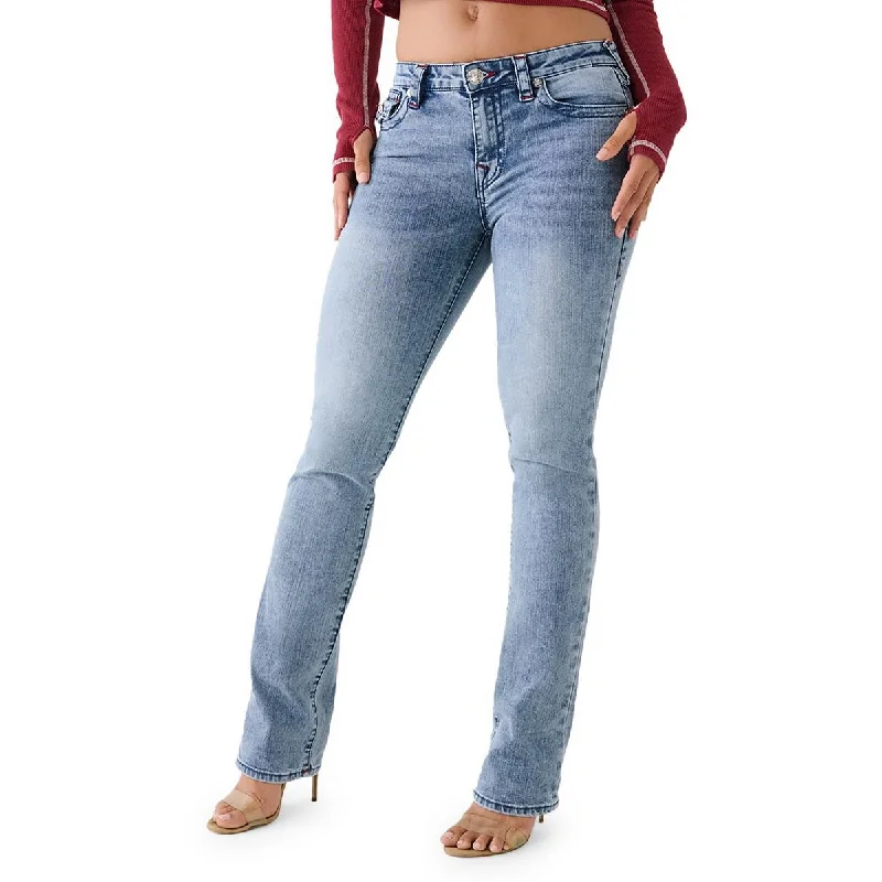 True Religion Womens Billie Mid-Rise Stretch Straight Leg Jeans Comfortable Straight-Legged Denim