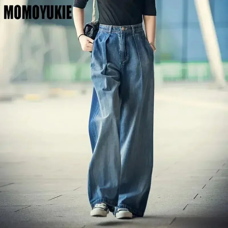 Vintage High Waist Jeans Woman Streetwear Korean Women's Jeans Casual Straight-Leg Jeans