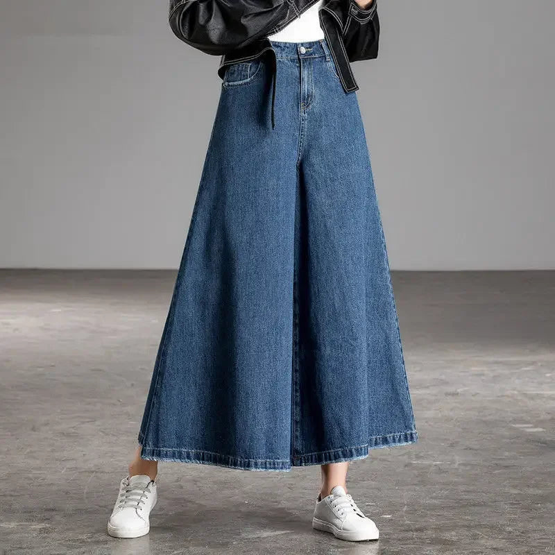 Wide Leg Jeans Women Korean Dongdaemun High Waist Baggy Mom Jeans Casual Distressed Denim Jeans