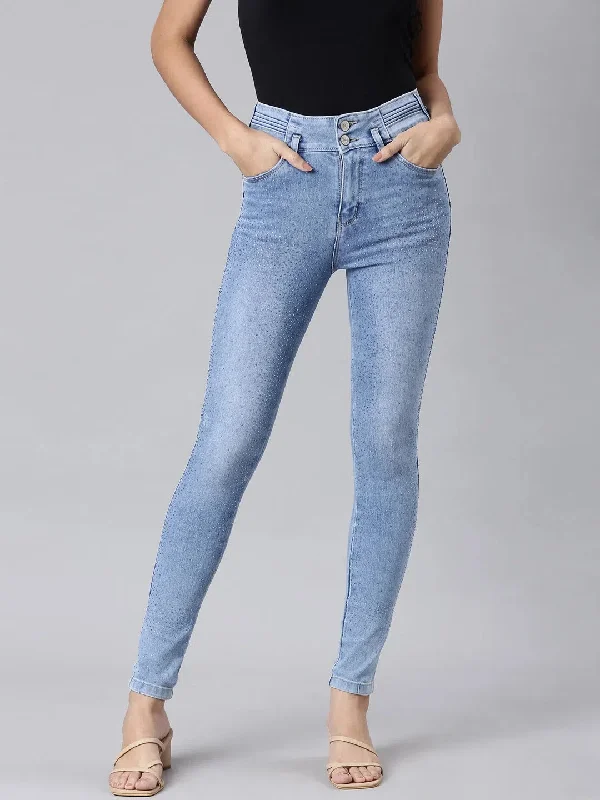 Women Blue Solid Straight Fit Denim Jeans-LT-022725-Blue Elegant Dark-Wash Bootcut Jeans