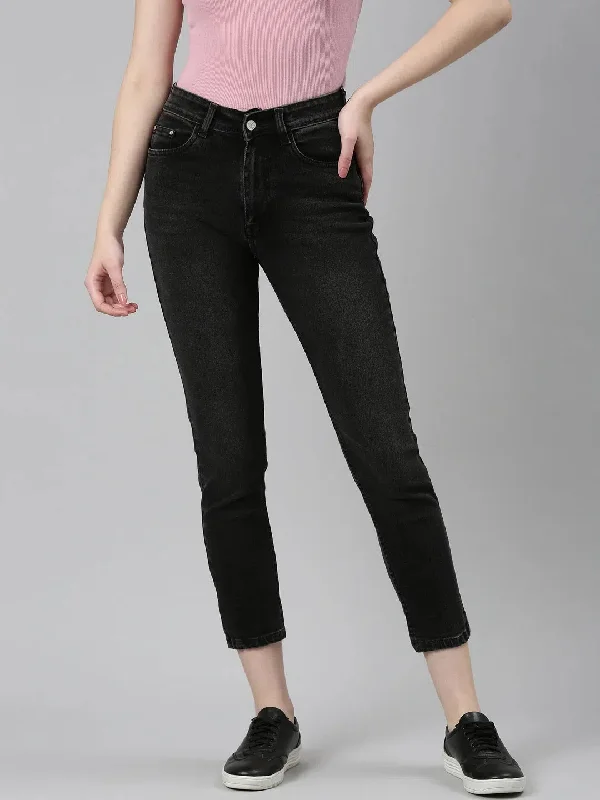 Women Grey Solid Regular Fit Denim Jeans-GZ-5540-2-Grey Fashionable Button-Front Jeans