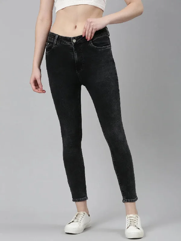 Women Grey Solid Skinny Fit Denim Jeans-GZ-5457-Grey Casual Light Wash Jeans