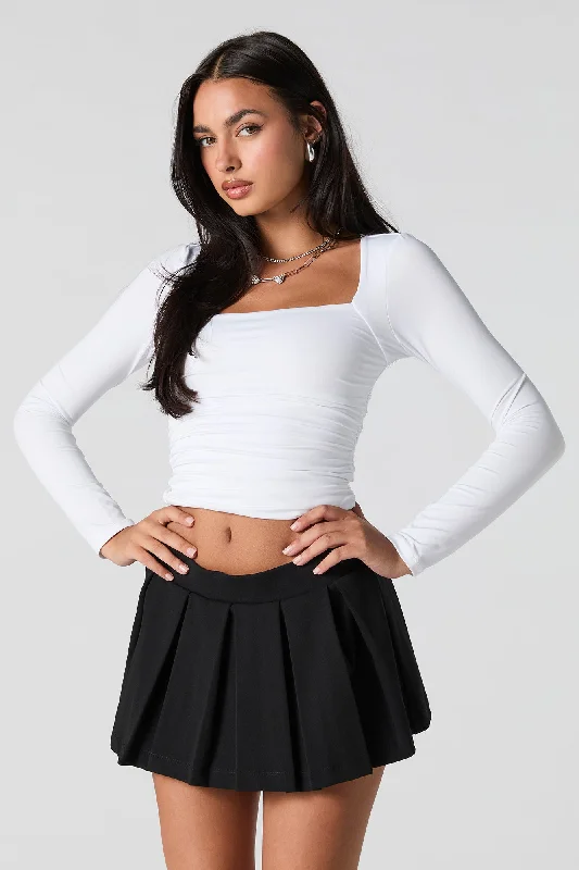 Crepe Pleated Mini Skort slim fit skirt
