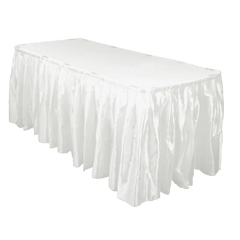 14 Ft. White Accordion Pleat Bridal Satin Table Skirt silk skirt luxurious