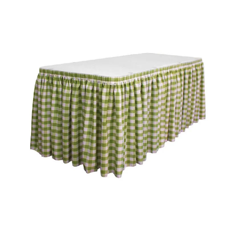 14 Ft. x 29 in. White and Apple Green Accordion Pleat Checkered Polyester Table Skirt leather skirt refined