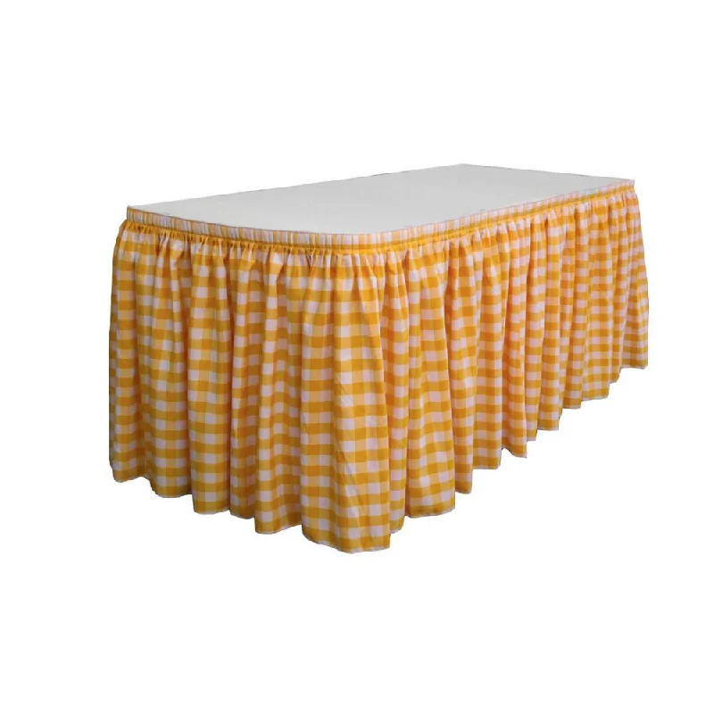14 Ft. x 29 in. White and Dark Yellow Accordion Pleat Checkered Polyester Table Skirt velvet skirt luxury
