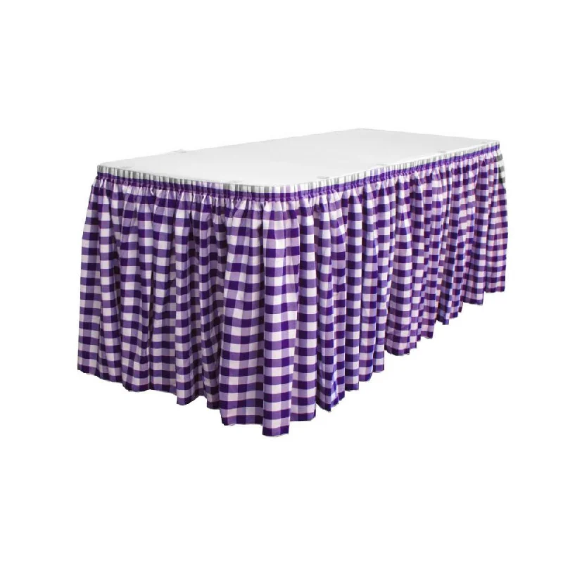 14 Ft. x 29 in. White and Purple Accordion Pleat Checkered Polyester Table Skirt velvet skirt plush
