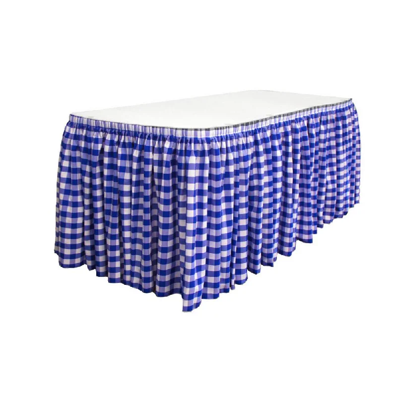 14 Ft. x 29 in. White and Royal Blue Accordion Pleat Checkered Polyester Table Skirt wool skirt sturdy