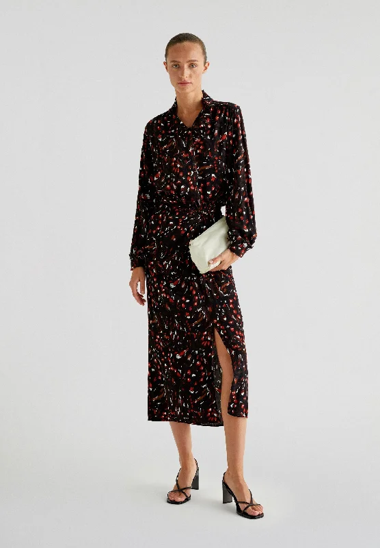 DRAPED STRAIGHT SKIRT chiffon skirt lightweight