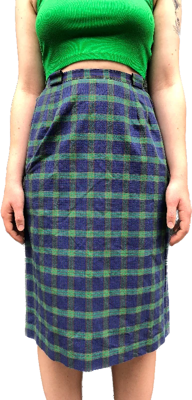 50s Green Plaid Pencil Skirt w/Pocket  w28 tulle skirt dreamy