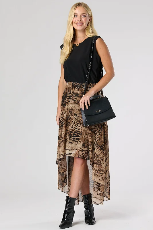 Saloos Double Layer High Low Hemline Skirt denim skirt fashionable