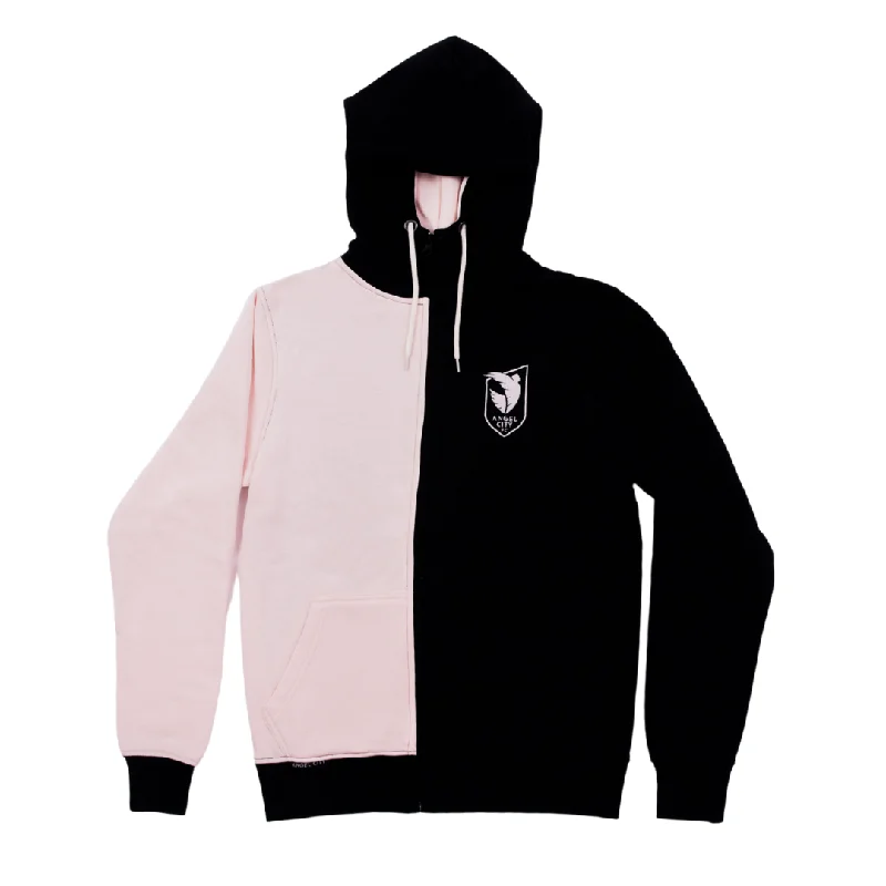 Angel City FC Unisex Split Sol Rosa and Black Crest Full-Zip Hoodie Hoodie with Reflective Safety Nightwear