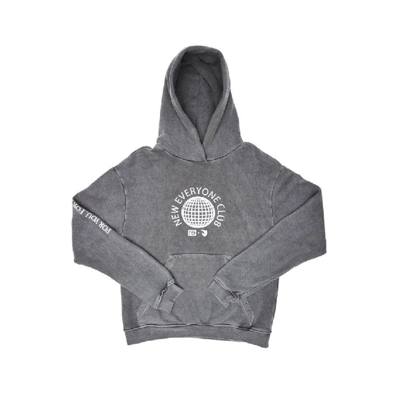 ACFC x re—inc x Klarna New Everyone Club Globe Heather Gray Hoodie Hoodie with V-Neck Classic Versatile