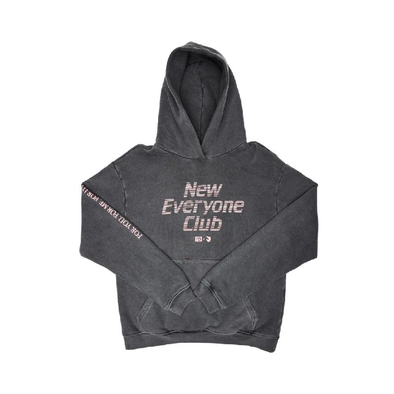 ACFC x re—inc x Klarna Sol Rosa New Everyone Club Logo Heather Gray Hoodie Hoodie with Exposed Zipper Edgy Industrial