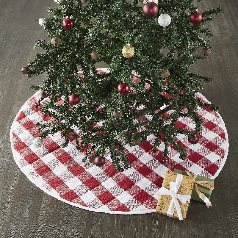 Annie Red Check Tree Skirt 48" VHC Brands zip skirt side