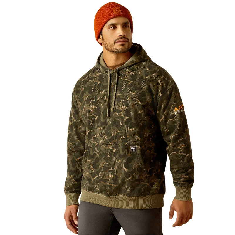 Ariat Men's Rebar Workman Shard Deep Lichen Camo Hoodie 10052502 Hoodie with Pattern Geometric Abstract