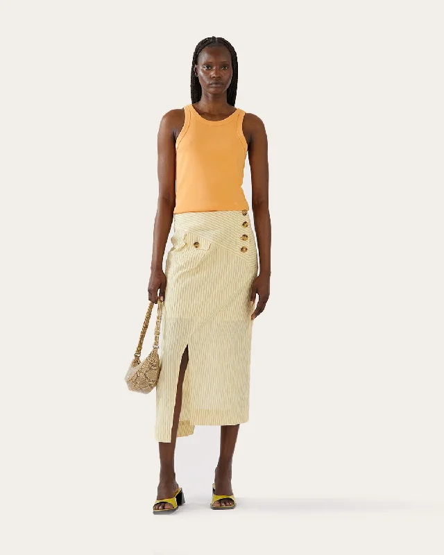 Astrid Skirt Cotton Seersucker Stripe Yellow lightweight skirt design