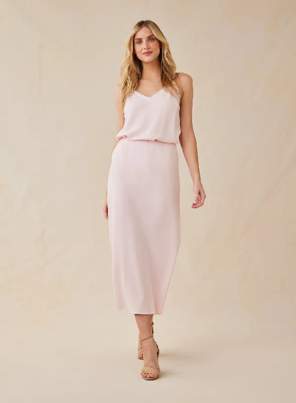 Bias Midi Skirt - Petal Pink corduroy skirt textured