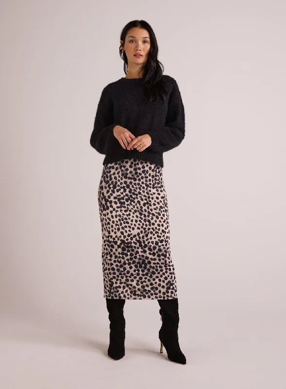 Clean Waist Straight Skirt - Winter Spots Print patchwork skirt art