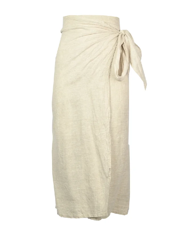 Beige Linen Wrap Skirt wool skirt breathable