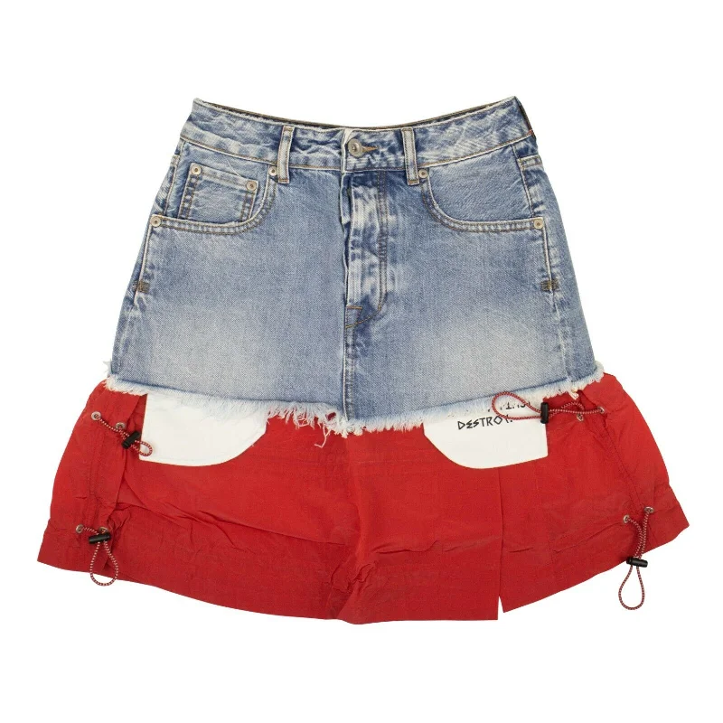 UNRAVEL PROJECT Blue Denim Deconstructed Skirt linen skirt natural