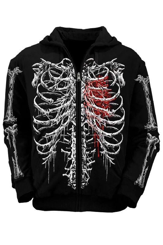 Bleeding Heart Skeleton Hoodie Hoodie Dress Longline Feminine