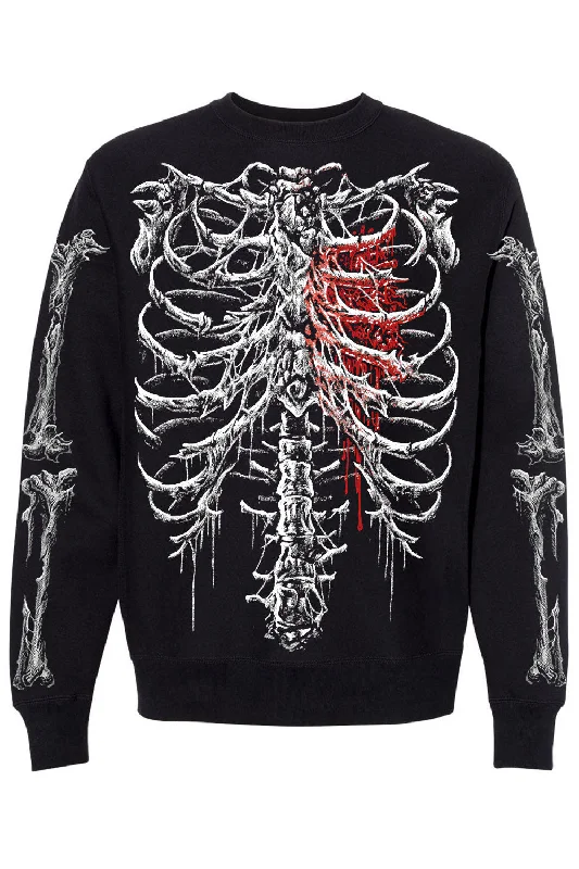 Bleeding Heart Skeleton Sweatshirt Hoodie with Slim Fit Tailored Modern